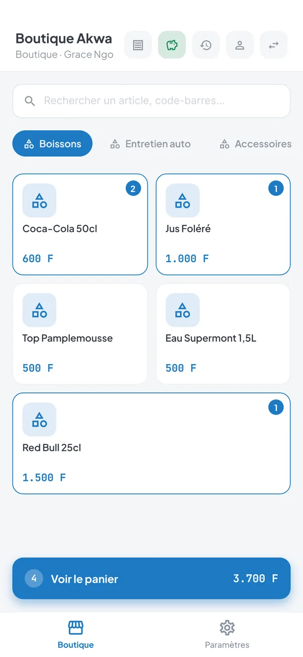 Lespion Mobile — caisse de la boutique