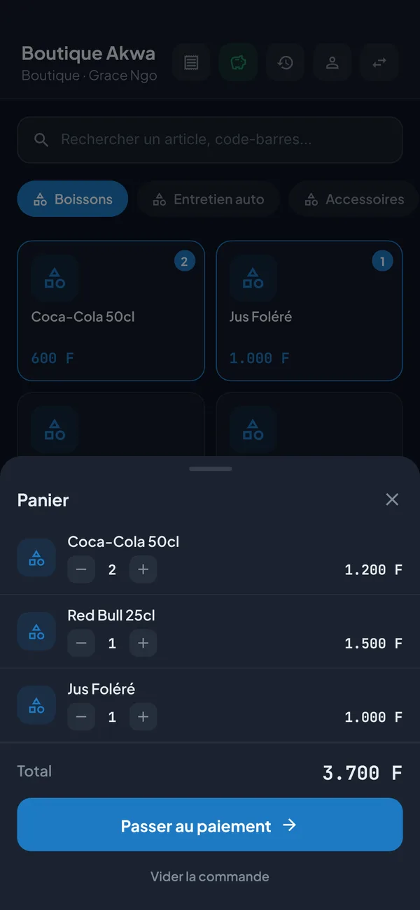 Lespion Mobile — panier prêt à encaisser